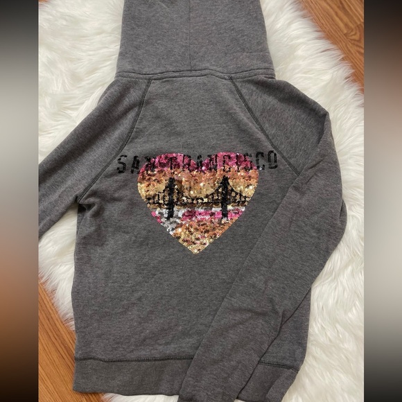 Victoria's Secret PINK San Francisco Sequins Grey ZIP UP sweatshirt - Picture 5 of 5